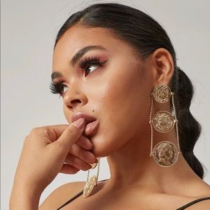 New! Tiered Barroque Golden Long Earrings